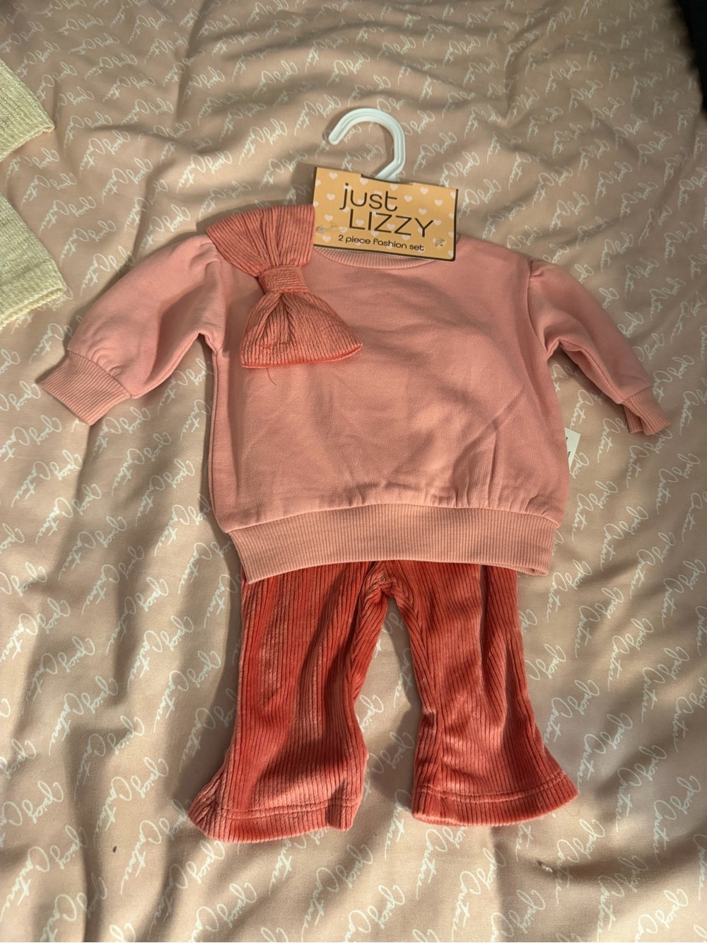 Just Lizzy Peachy Pink Two-Piece Baby Set. Size 0-3 months new w/tags